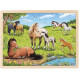 PUZZLE en BOIS GOKI 96 PIÈCES : CHEVAUX AU PRÉ